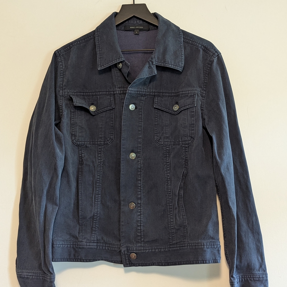 Marc Jacobs Navy Thin Wale Corduroy Jean Jacket Small Excellent Used Cond Basic